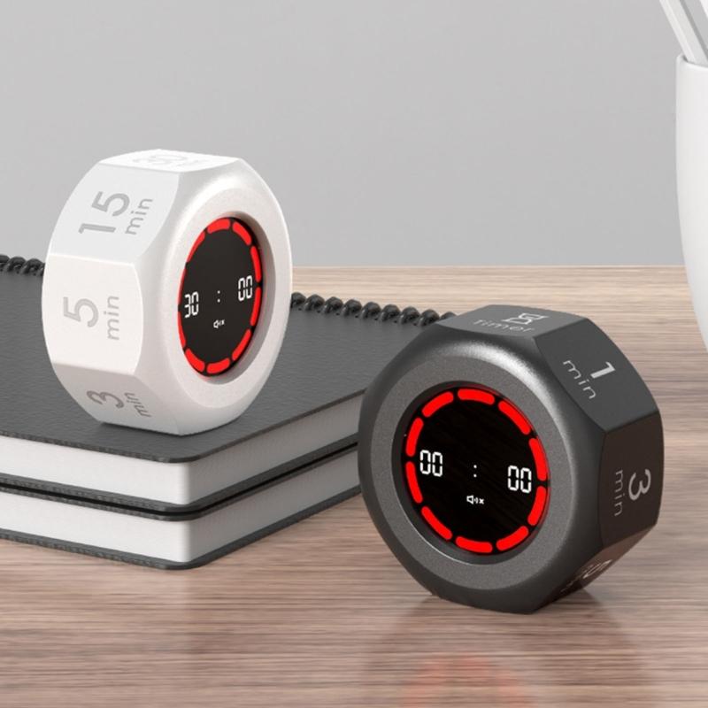 Flipping Gravities Sensors Timer LCD Display Rotating Cubes Time Trackers for Efficient Time Management in Cooking Learning