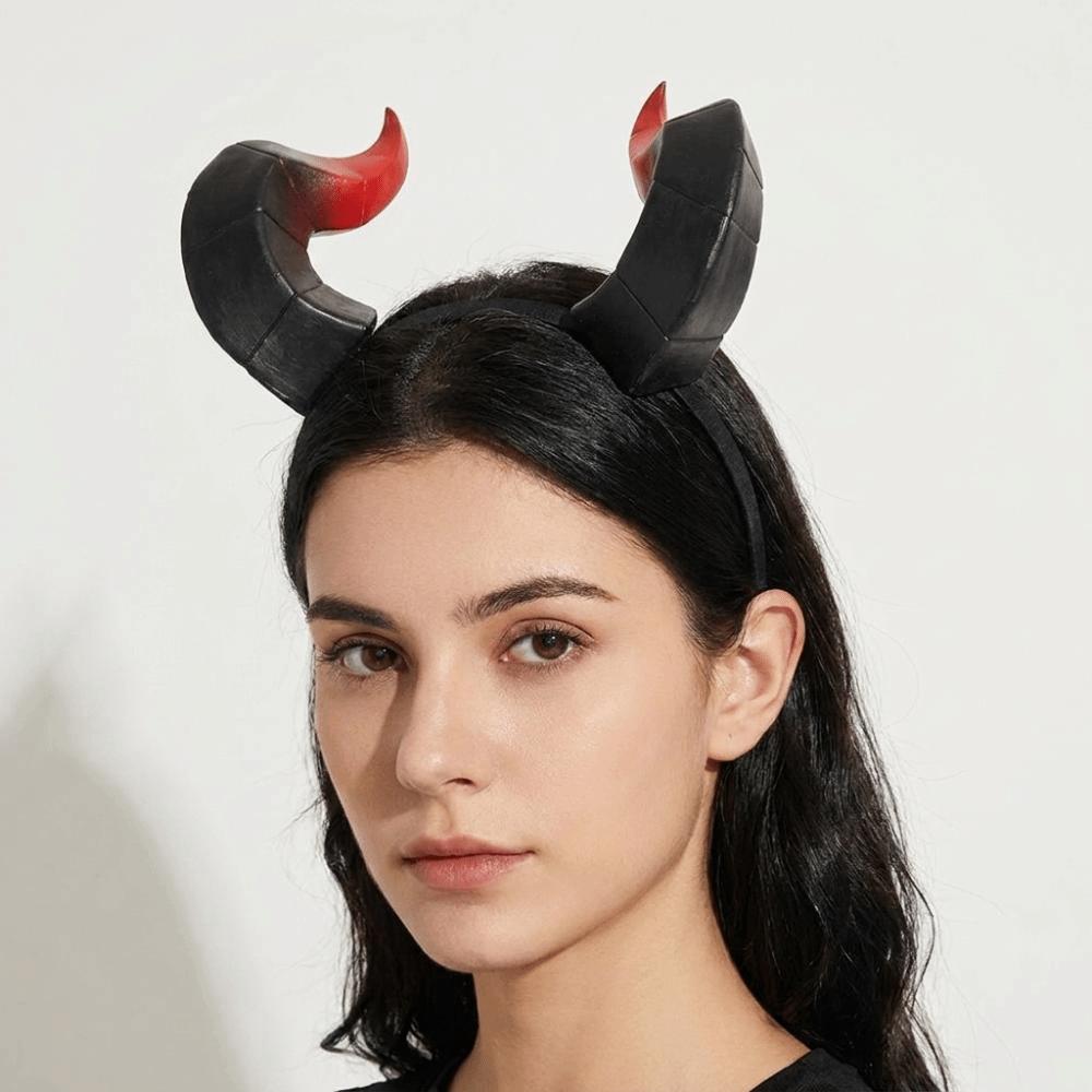 Gothic Ox Horn Headband Dark Style Halloween Headband Cow Horn Hair Hoop Stage Performance