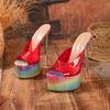 Pesstwei Neue Sexy Stiletto-High Heels Damen-Slipper Design Stil Bunte PVC-Transparente Bankett-Slides Damenschuhe