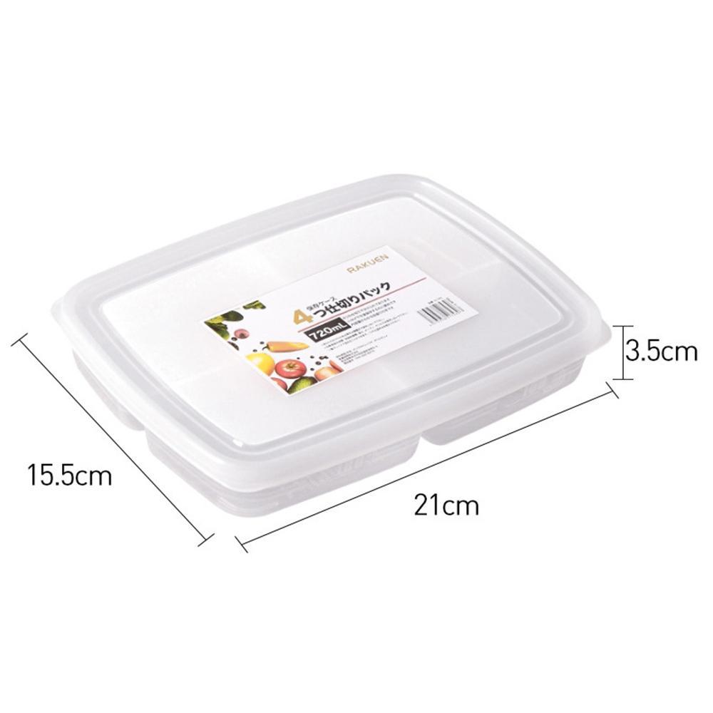 

4 Grids Food Preparation Storage Box Compartment Refrigerator Freezer Organizers Sub-Packed Meat Onion Ginger Dishes Crisper 1pcs