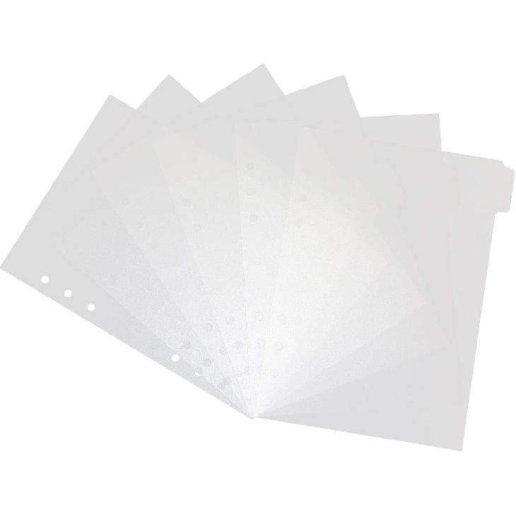 A5 Transparent PP Binder Divider Index Tabs Top Vertical 5-Tabs Loose Leaf Refills Decorative Divider Separator Page Dividers for 6 Holes Binder