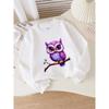 European Sizes Kids' Crewneck Sweatshirt - Purple Owl Perched On Branch with , Sportswear And Casual Wear, Soft And Comfortable