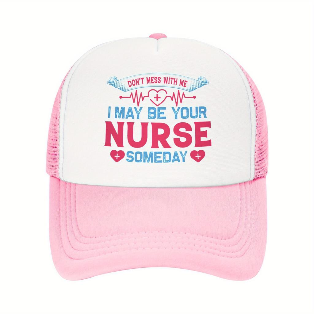 Dont Mess With Me Nurse Life ECG Heartbeat Trucker Hat Breathable Mesh Baseball Cap Casual Adult
