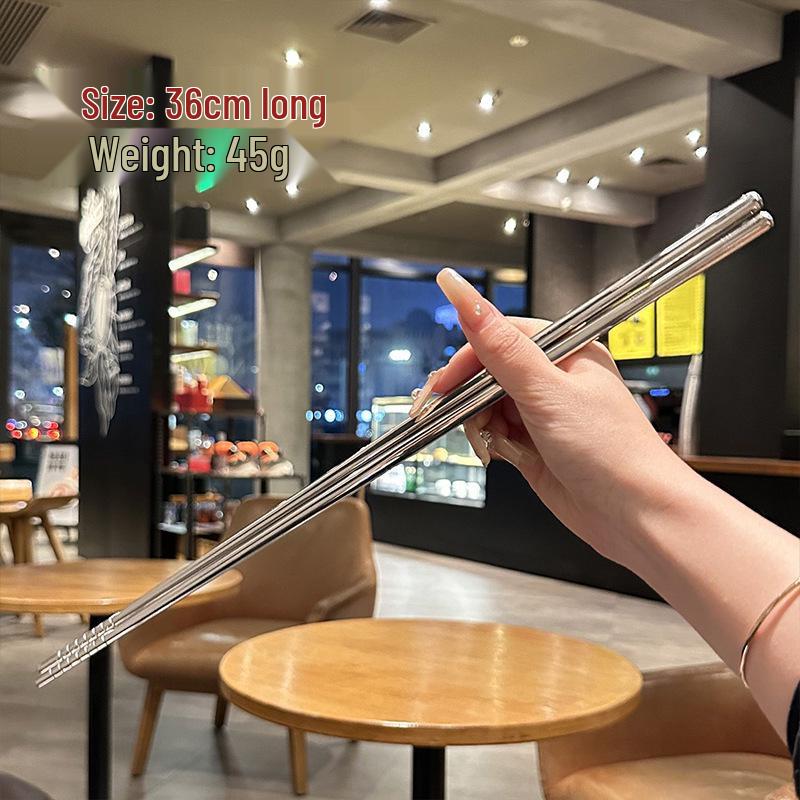 

Наддовгі 316 Нержавіючі Сталеві Палички для Смаження з Порожнистою Ручкою (45см) - Стійкий до високих температур, ідеальний для гарячих каструль та підіймання локшини.