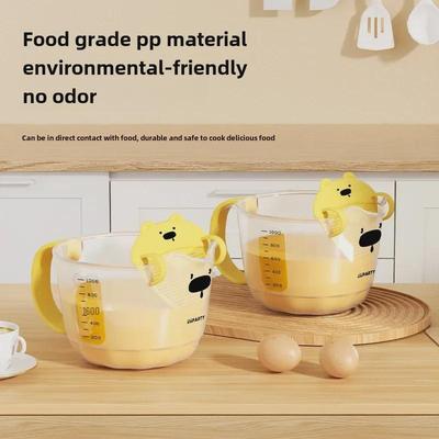 Taza medidora de plástico con filtro para huevos y escala para hornear y cocinar