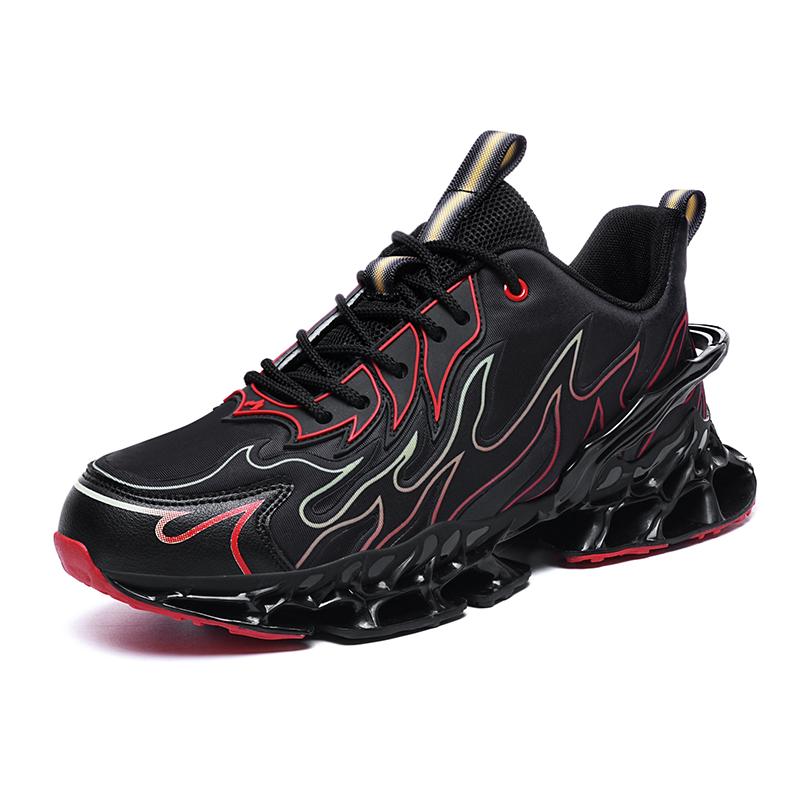 Mens Running Shoes New Flame Printed Luxury Sneakers Trendy Breathe Cushioning Street Sports Fitness Casual Trendy Tennis Shoes