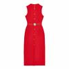 Za Export New Arrival Women's Clothing ZR Fashion Style with Belt Crepe Sleeveless round Neck Midi Skirt Dress 3897054