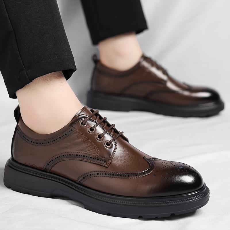 Fashion New Men's Leather Oxford Shoes for Men Formal Derby Dress Shoes Business Casual Wingtip Brogues for Wedding Party Work Footwear