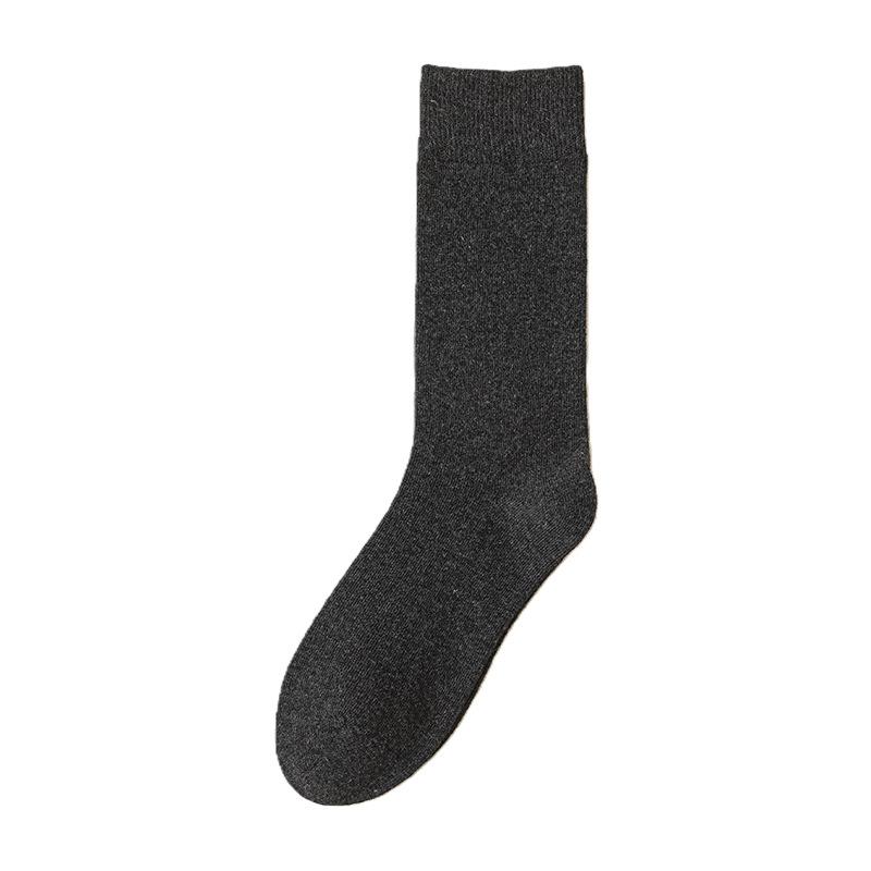 Men's Autumn and Winter Thick Warm Solid Color Business Wool Boneless Socks