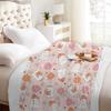 Pink Blanket Happy Halloween Lovely Ghost Flora Soft Flannel Blanket for Home Living Room Bedroom Halloween Decor Birthday Gift