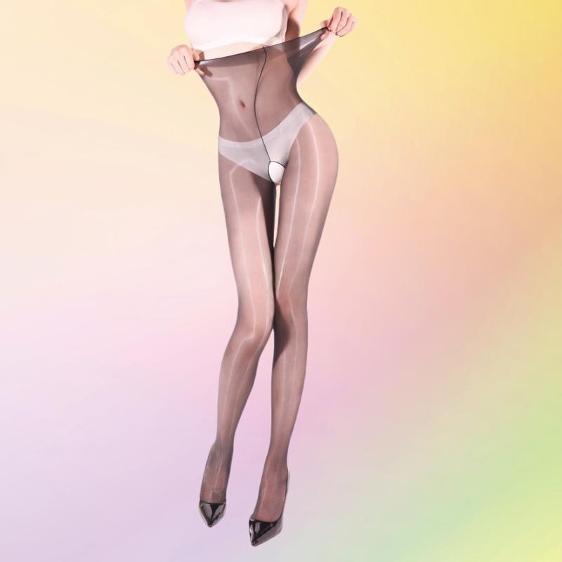 1D High Elasitc Plus Size Oil Shiny Pantyhose Summer Breathable Invisible Tights Women Open Crotch Ultra-thin Sexy Hosiery