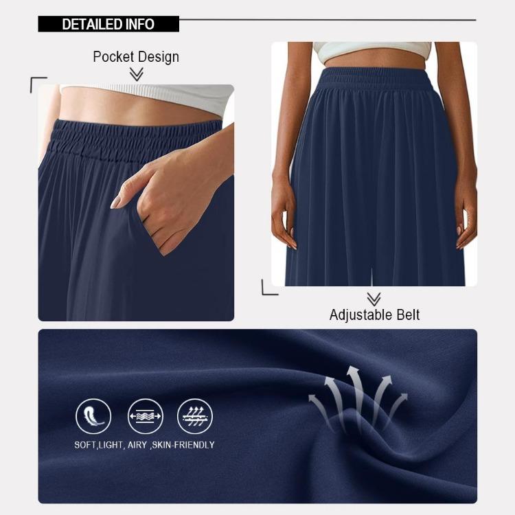 Damen Übergröße Damen Weite Hosen Einfarbige Hosen in voller Länge Mode Frühling Herbst Band