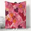 1pc Abstract Oil Painting Heart Print Flannel Blanket, Autumn Winter Warm Sofa Cover, Bedroom Nap Office Shawl Blanket, Home Skin-Friendly Soft Air Co