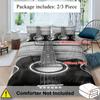 2/3pcs Vintage Guitar Print Soft Duvet Cover Set - Comfortable Bedding for Bedroom and Guest Room with 1 Duvet Cover and 1/2
