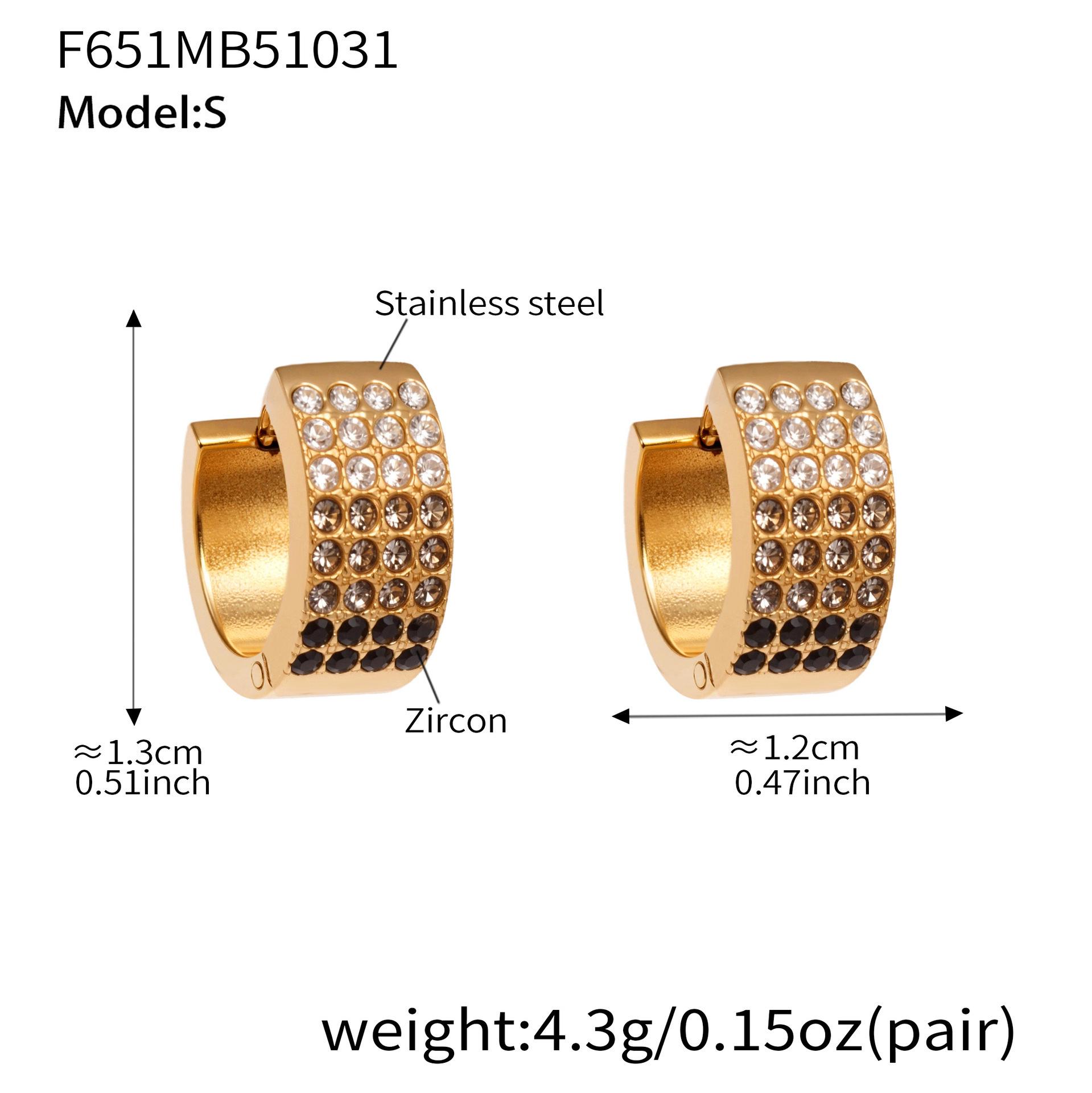 Luxury Qiong Yao Diamond Zirconia Earrings: Four-Row 18K Gold-Plated Stainless Steel with Exquisite Clasp. Fashionable and Versatile.