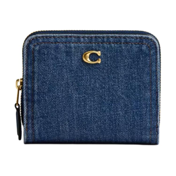 

Coach Essential 10 Logo Patchwork Denim And Calfskin Wallet Women wallet Blue CAU96-B4RHO Blue