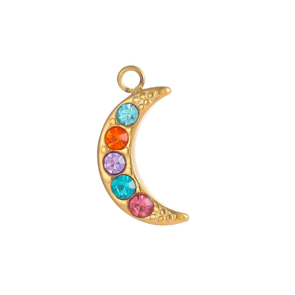 CARLIDANA Shiny Stainless Steel Star Pendant Moon Cross Colorful Rhinestone Charms Making Women DIY Necklace Bracelet Earrings