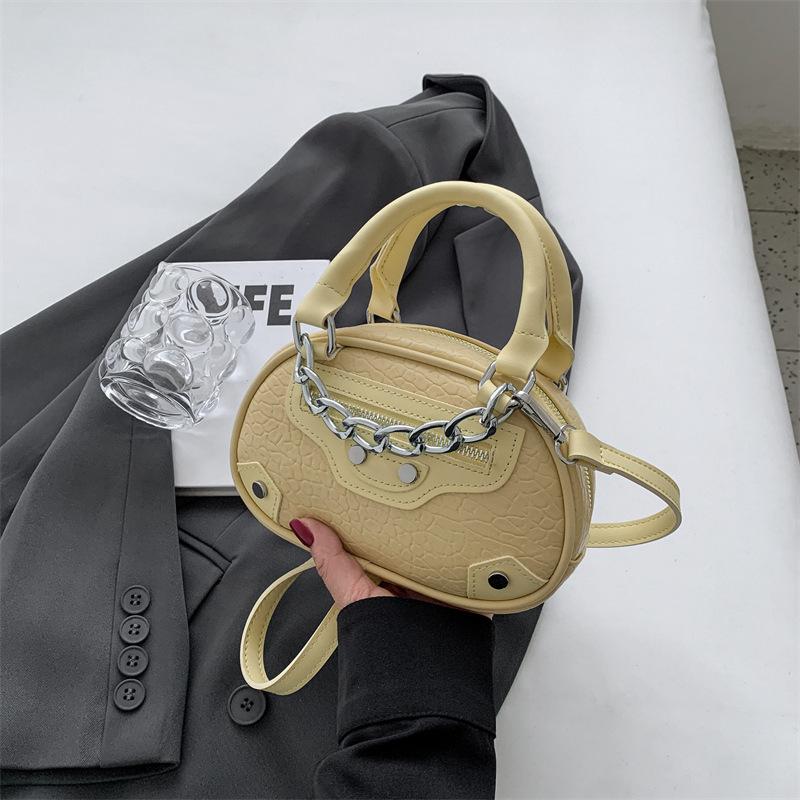 Fortschrittliche Modetasche für Damen, neue, solide PU-Sommer-Designer-Umhängetasche, vielseitige Handtasche, kleine, runde Tasche