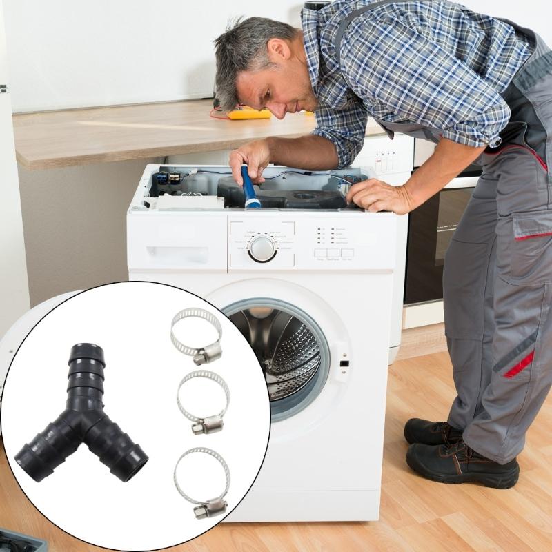 Easy Installs Y Shaped Drain Pipe Adapter 20mm Diameter Washing Machine Suitable Stable Plastic Construction