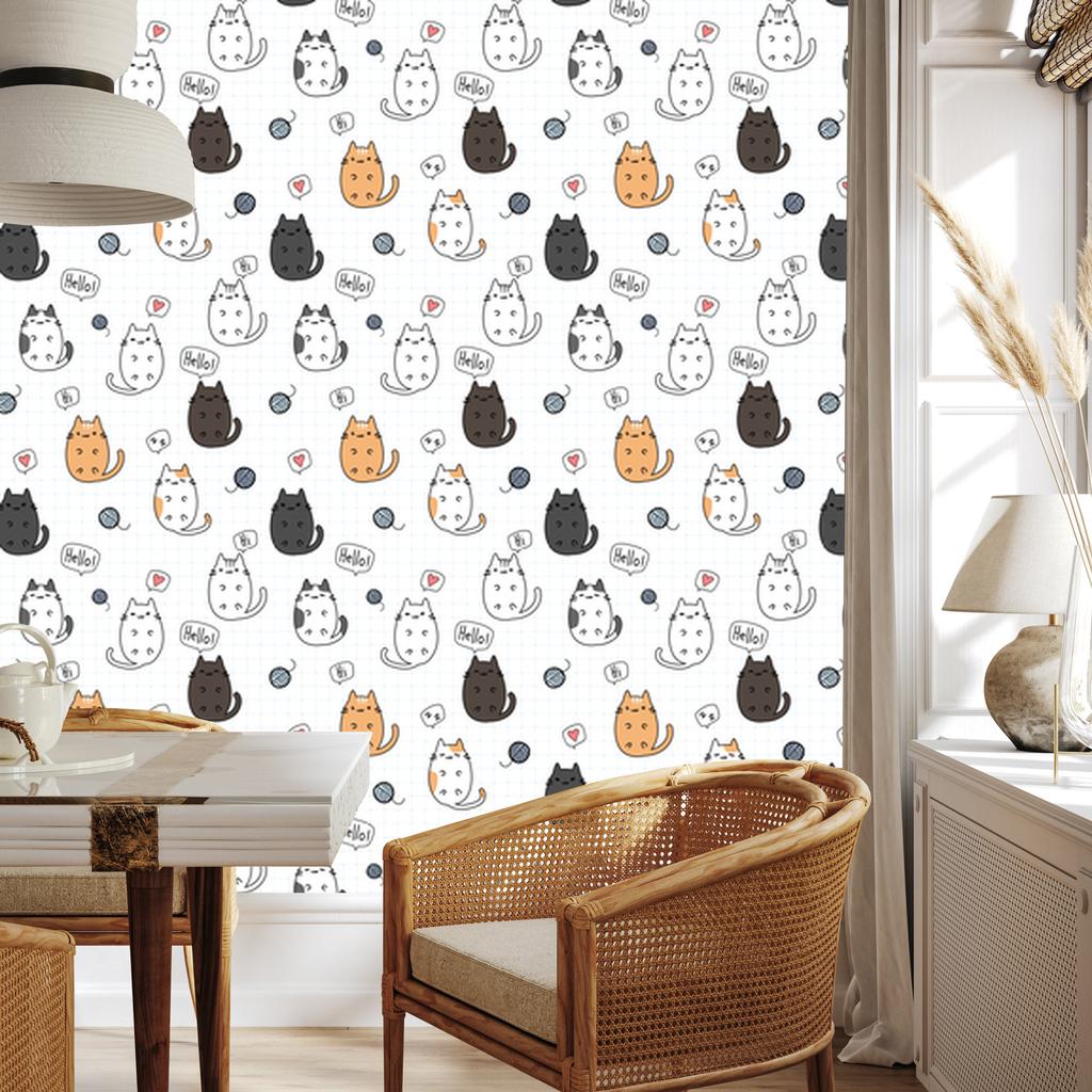 Cheerful kittens wallpaper for living room and bedroom 50x1000