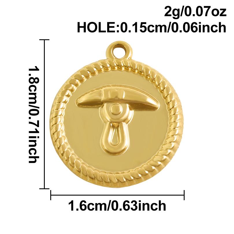 5pcs Pvd Round Charm Tool Wrench Sword Animal Stainless Steel Pendants For Jewelry Making Bracelets Keychain DIY Bag Charms Bulk