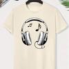 Boys Cotton T-Shirt with Headphones Music Notes Graphic Vibrant Red Casual Short Sleeve Top Breathable Summer Shirt