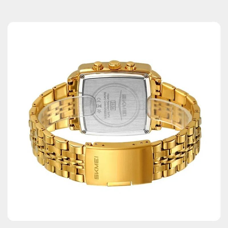 Skmei Luxury Quartz Mens Casual Top Brand Square Watches Movement Waterproof Mens Wristwatches Date Week Display Male Clock