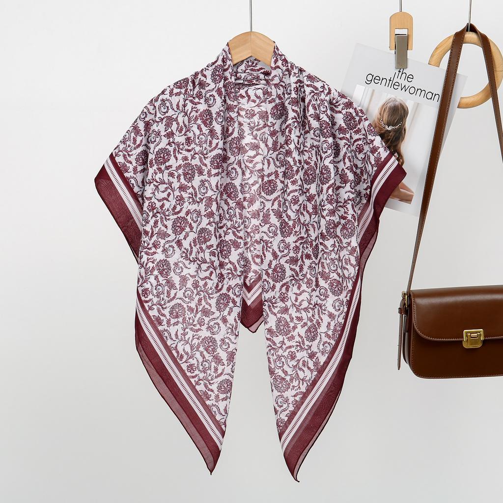 Women Floral Printed Square Scarf Hijabs Scarves For Women Muslim Shawls Malaysia Headscarf Wraps Headband Kerchief 110*110Cm