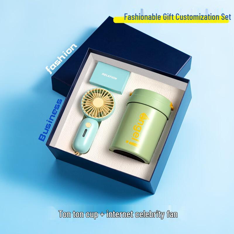 Stainless Steel Tumbler and Portable Fan Gift Set