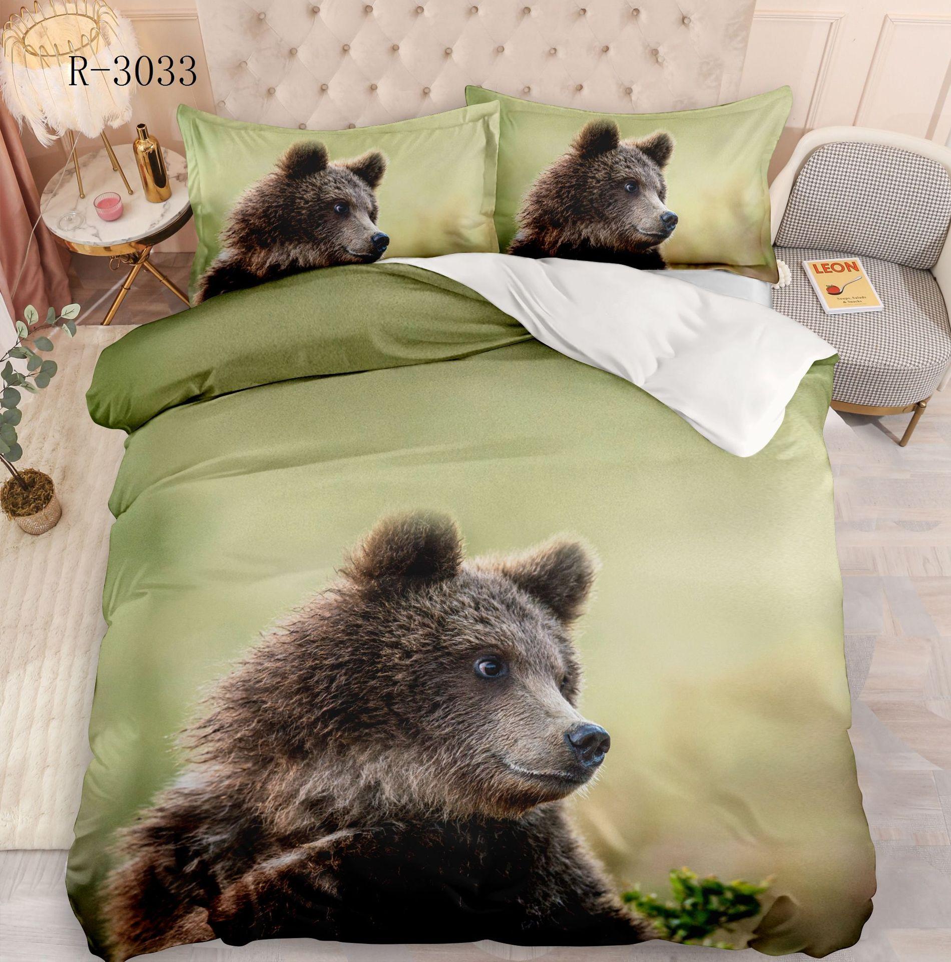 

Комплект постельного белья с изображением зверя, напечатанный на 3D-принтере, пододеяльник с пухом в виде лесного животного, наволочки 2/3 шт., покрывала для мальчиков и мужчин, подарки для кроватей размера «king-size» и «queen-size» Baby 100x135cm