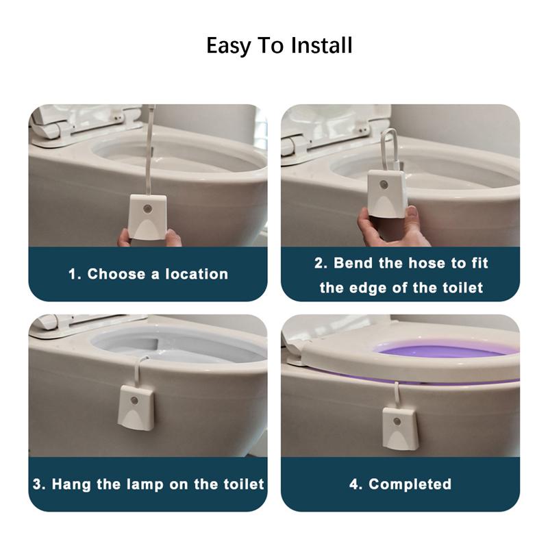 Toilet Night Lights, USB Rechargeable LED Bowl Projection Lighting with Motion Sensor, Cool Fun Bathroom Accessory - Unique & F