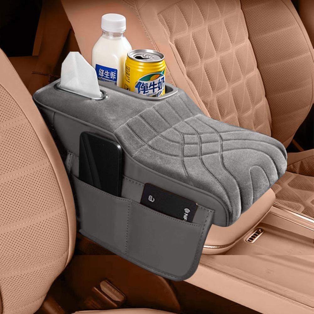 Tissue Box Car Armrest Box Velvet Surface Armrest Height Increase Pad  Console Organizer