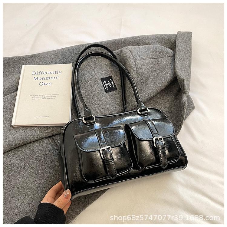 Niche Design Simple Retro Shoulder Portable Commuter Bag Women 2025 Fashion New High-end Bowling Bag