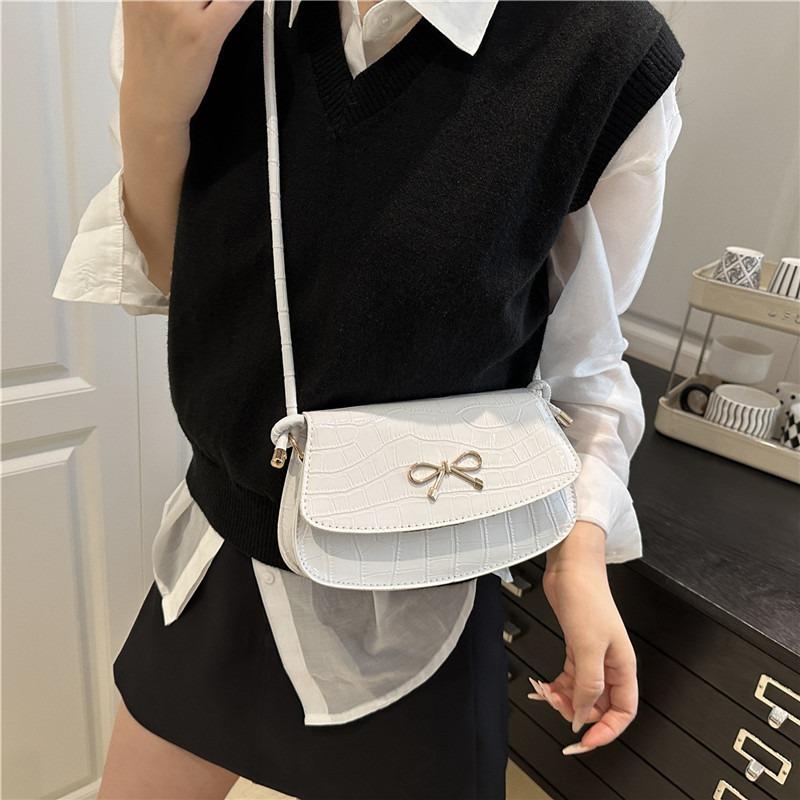 Fashion Bow Shoulder Armpit Bag Beautiful Solid Color Summer Simple Commuter Versatile Messenger Bag Women