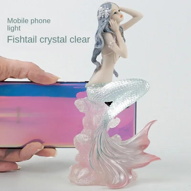 Raffinata Statuetta Sirena Corallo Onda Marina in Resina Ornamento Artigianale per Casa Auto Decorazione Regalo Ragazze Bambini Festival