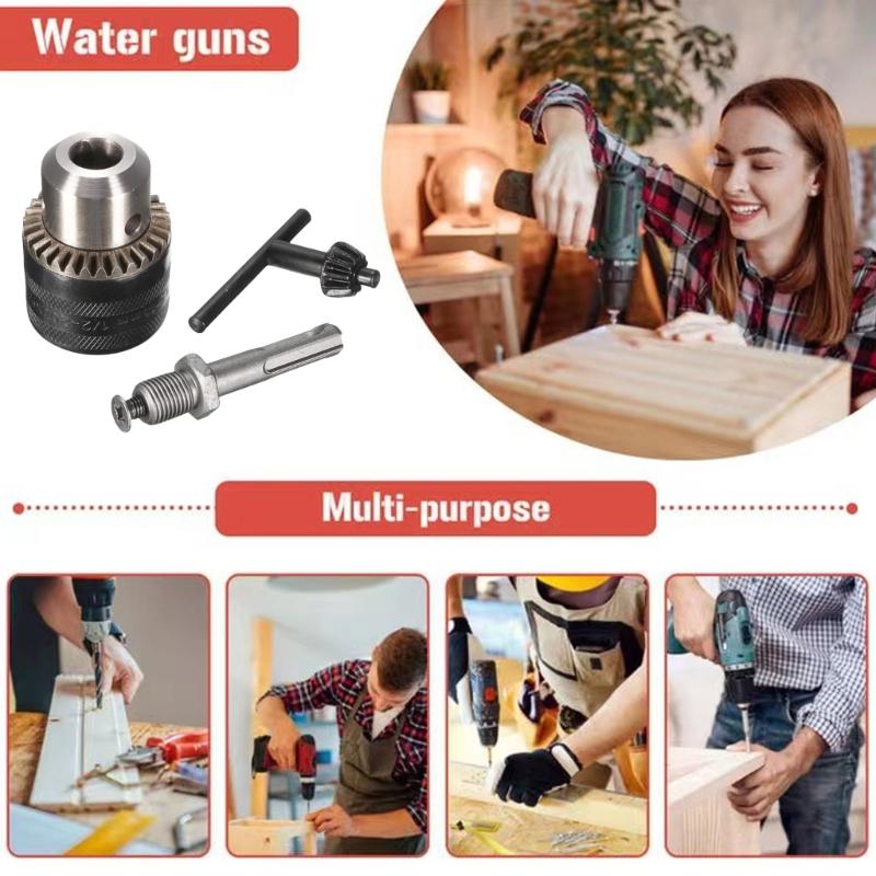 3pcs Drill Chuck Adapter Set Steel Drill Conversion Chuck set Drill Chuck Transformation set for Woodworking Application