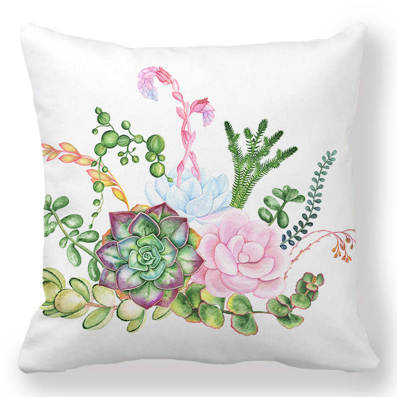 Indoor Home Bedroom Sofa Bed Chair Pillow Suite Room Aesthetic Art Cactus Succulent Plant Pillowcase
