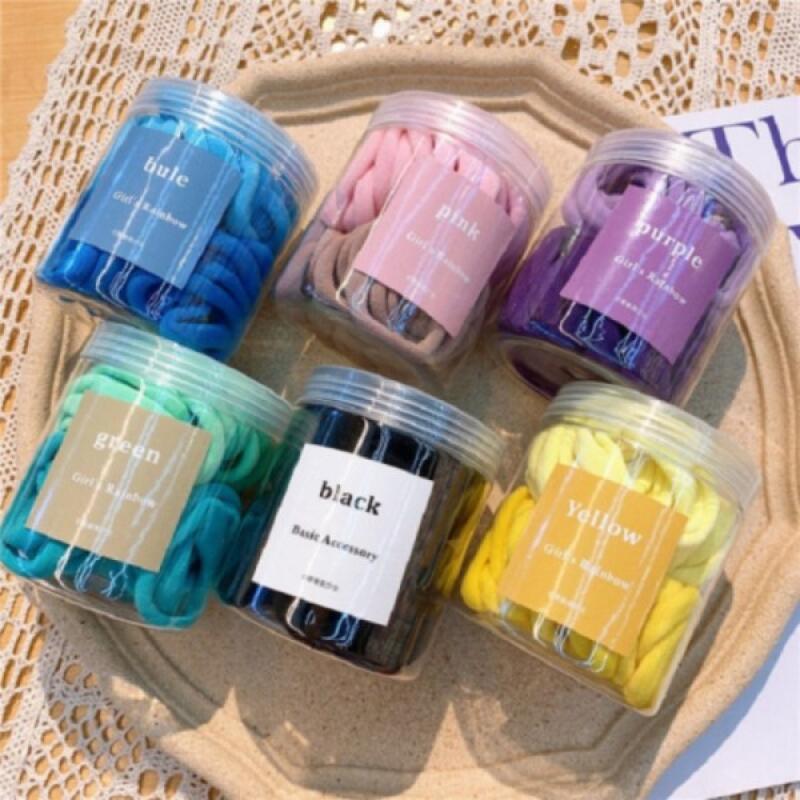 

50 large macaron hair band elastic bands (1 set) Yellow two-tone series (50 pieces)