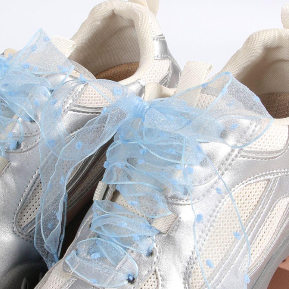 1Pair 2.5cm Width Organza Shoe Laces Chiffon Silk Satin Ribbon Shoelaces For Sneakers Canvas Shoes