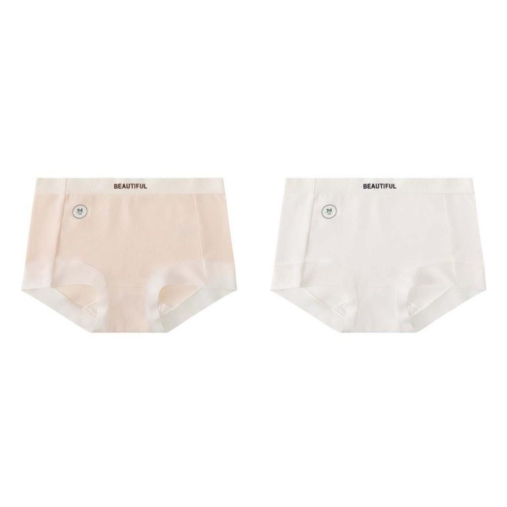 

English Letter Women Cotton Panties Mid Waist Cotton Underpants Teenager Student L-Pink White