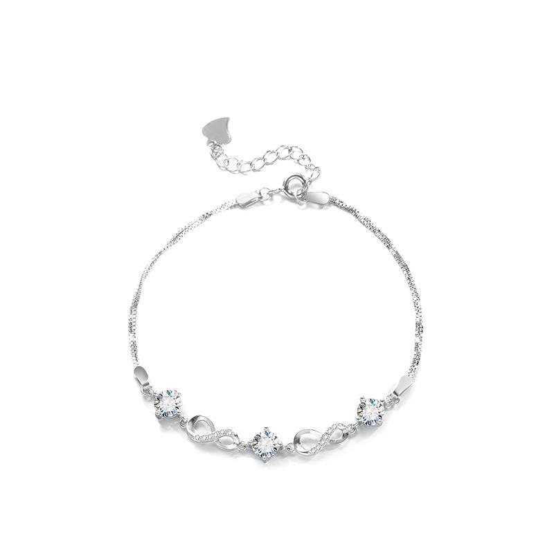 Pure Silver S925 Mosang Diamond Bracelet, Light Luxury and Simple, Small and Popular, Full of Stars, 8-character Bracelet for Girlfriend