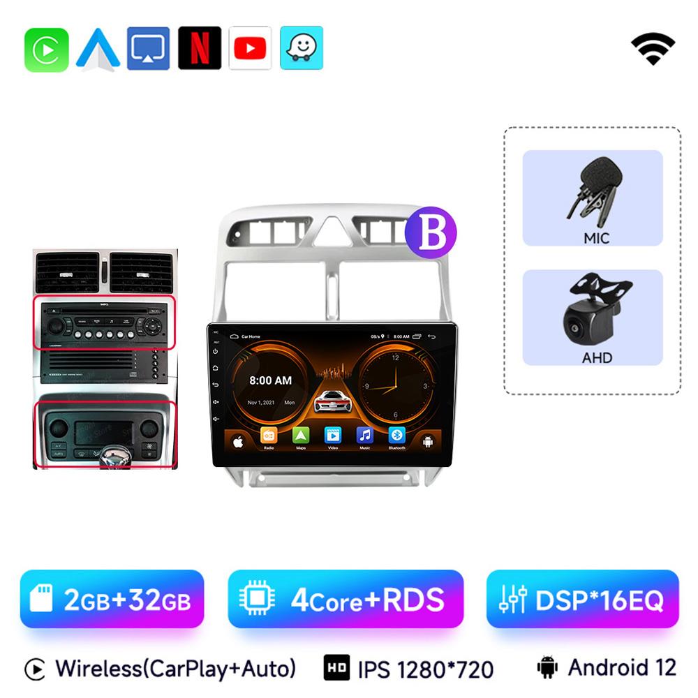 JIUYIN 9 Inch Car Radio For Peugeot 307 307CC 307SW 2002 - 2013 Wireless CarPlay Android Auto Car Intelligent No 2 Din 2din DVD