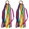 Rainbow Hand Kites Wands Montessori Ribbon Streamer with Wood Ring Gymnastics Dance Props For Kids Boys Girls Party Favors 6