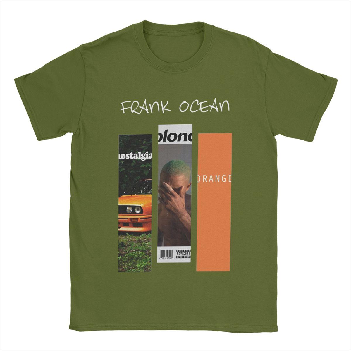 Customized top for you Franks Oceans Albums T-shirt voor Heren Nieuwigheid 100% Katoen T-shirts O-hals Korte Mouw T-shirts Plus Size Kleding XXL legergroene kleur