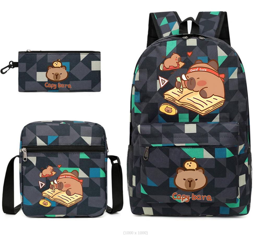 3-teiliges Schulrucksack-Set für Schüler Große Kapazität Oxford-Stoff Schultasche mit Schultergurt und Federmäppchen