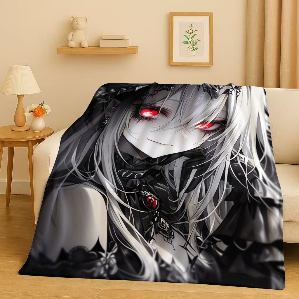 26 Style Gothic Dark Sexy Girls Cartoon Anime Characters Flannel Blanket,Soft Plush Throw for Home Bedroom Bed Sofa Cover Trave