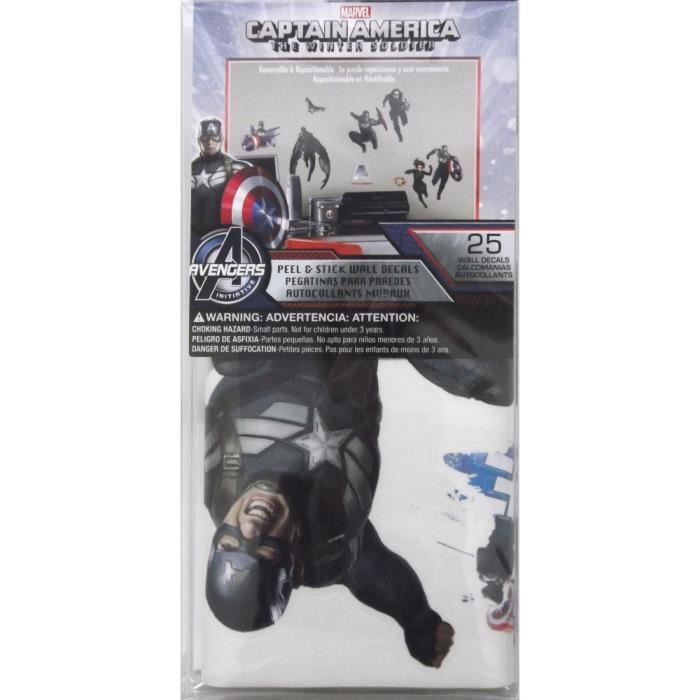 Captain America Winter Soldier Repositionable Stickers for Children - THE DECO FACTORY - Pack of 25