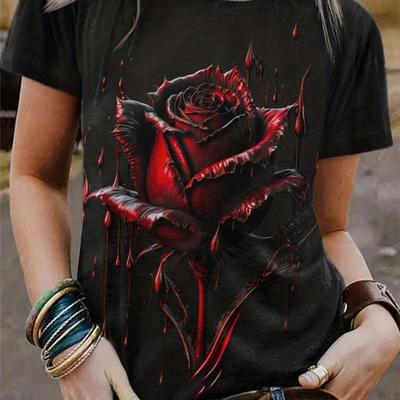 Women's T Shirts Fashion Short Sleeve Top For Women 3d Safflower Pattern T-shirt Y2k Women Blouse Oversized Tees Female Clothing EMA