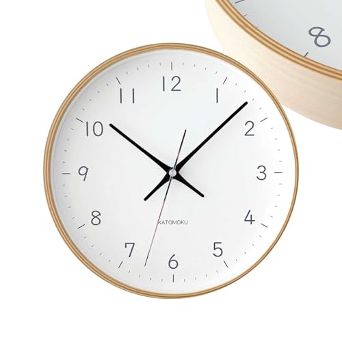 

KATOMOKU plywood clock, 22cm, black, km-121BKRC, wall clock with continuous second hand, 25.2cm diameter (radio-controlled clock)