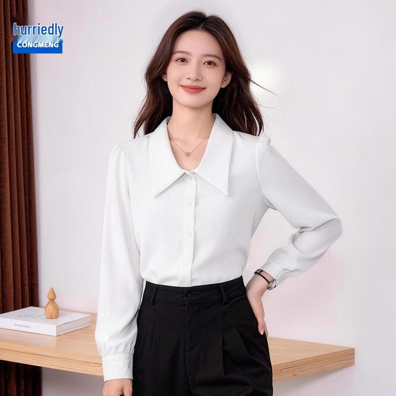 Women s Long-Sleeve Chiffon Professional Shirt L